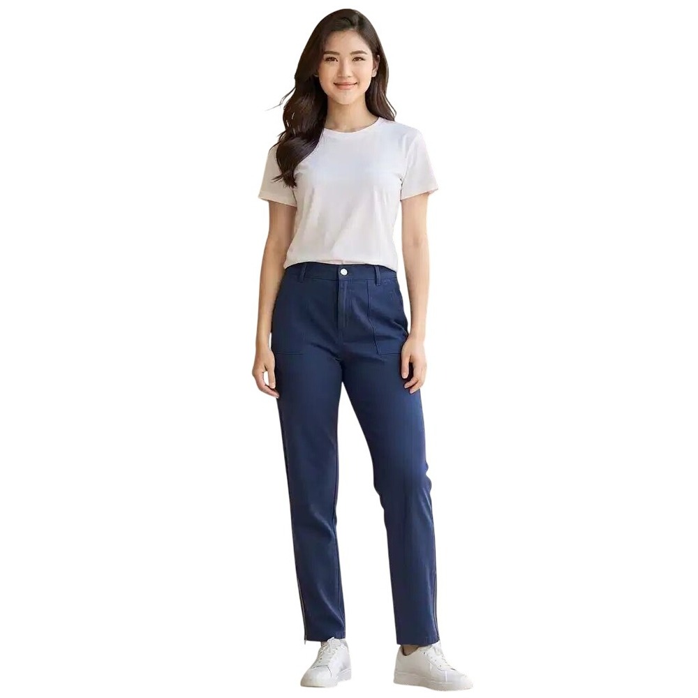 Tommy Hilfiger Womens Modern Ankle Pants Navy Blue Stretch Size 6 Zipper Hem NWT